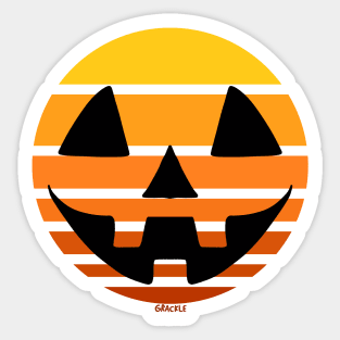 Jack-O-Lantern Retro Sunset Sticker